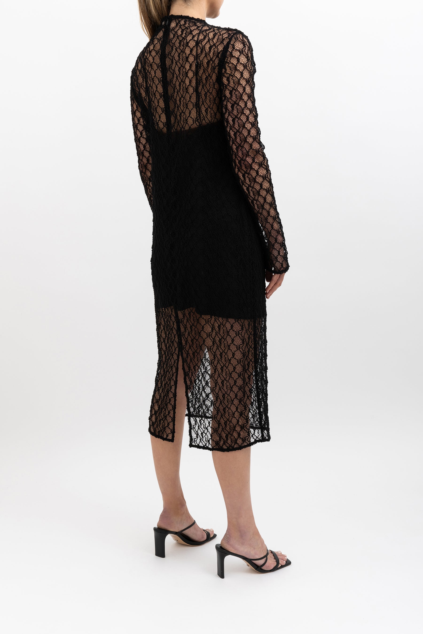Camilla Marc Long Sleeve Lace Midi Dress