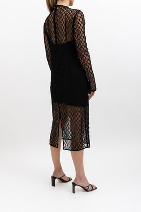 Camilla Marc Long Sleeve Lace Midi Dress