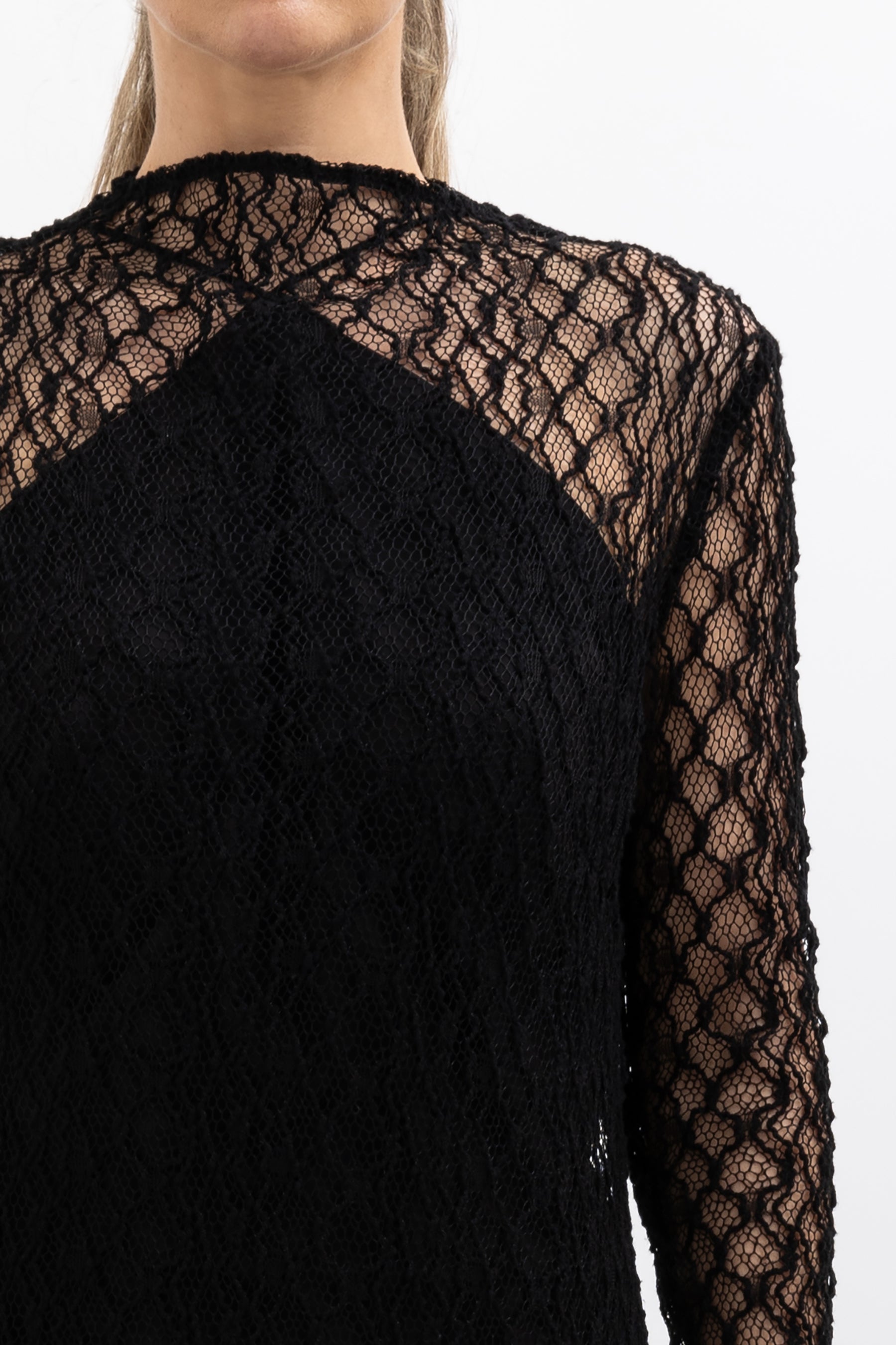 Camilla Marc Long Sleeve Lace Midi Dress