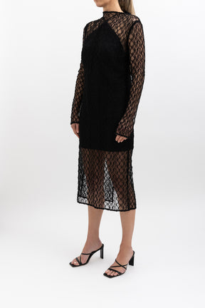 Camilla Marc Long Sleeve Lace Midi Dress