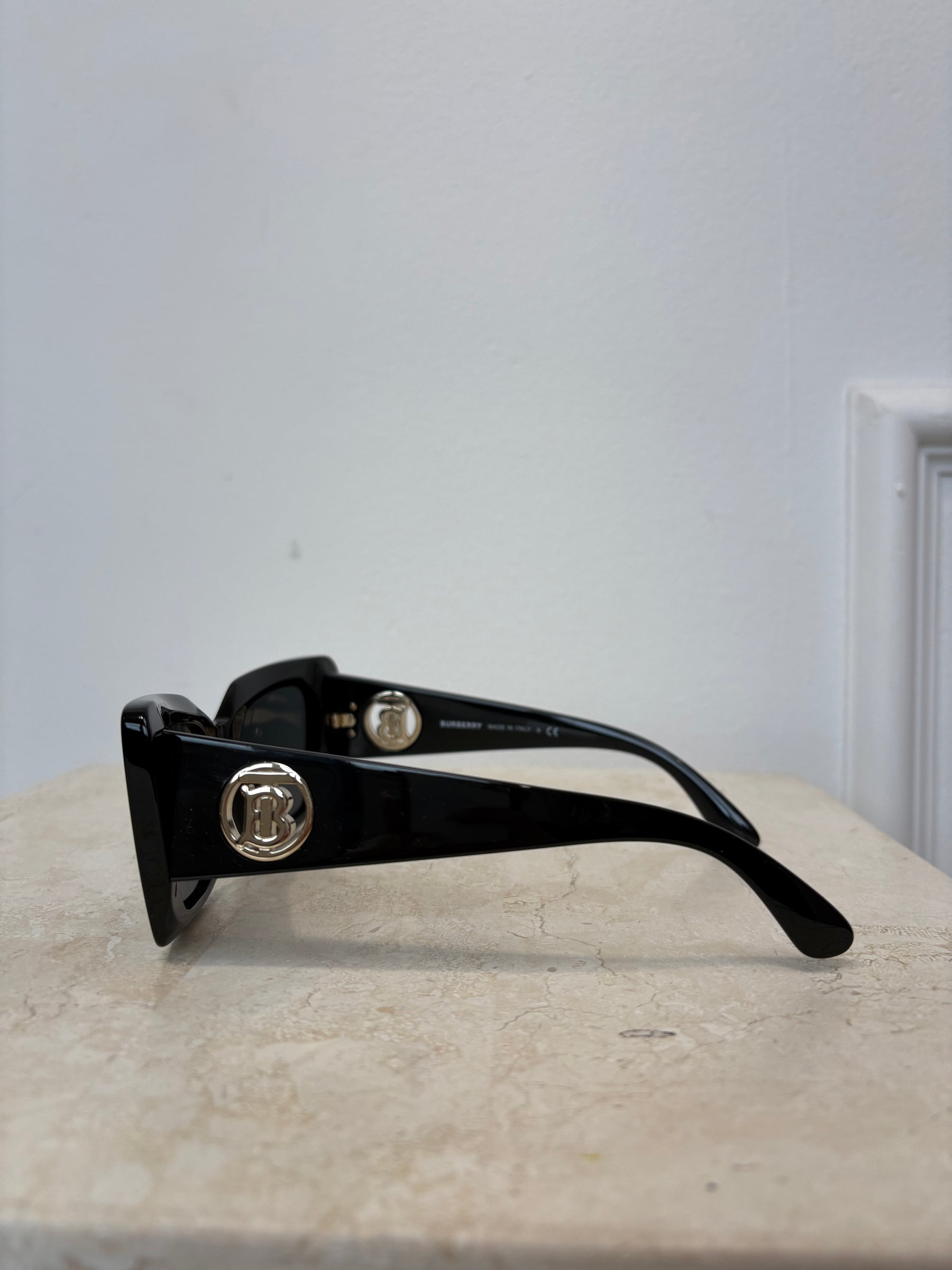 Burberry Black Oversized Square Logo Arm sunglasses
