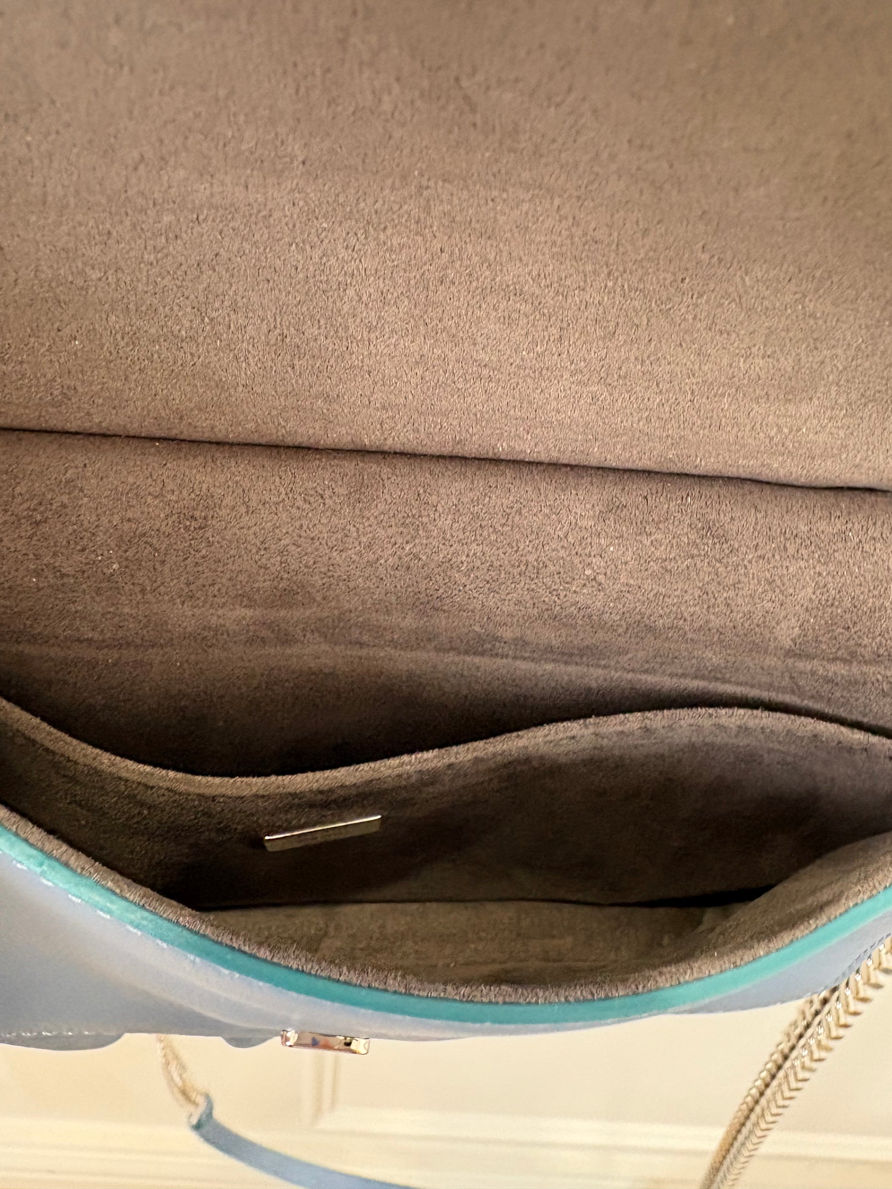Fendi Blue and Burgundy Leather Double Sided Wave Baguette