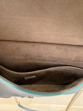 Fendi Blue and Burgundy Leather Double Sided Wave Baguette