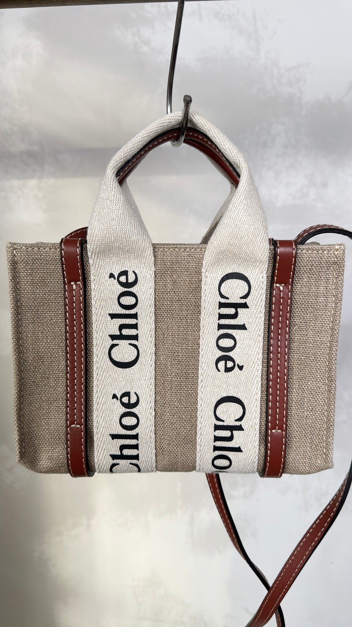 Chloé Canvas Logo Mini Woody Tote