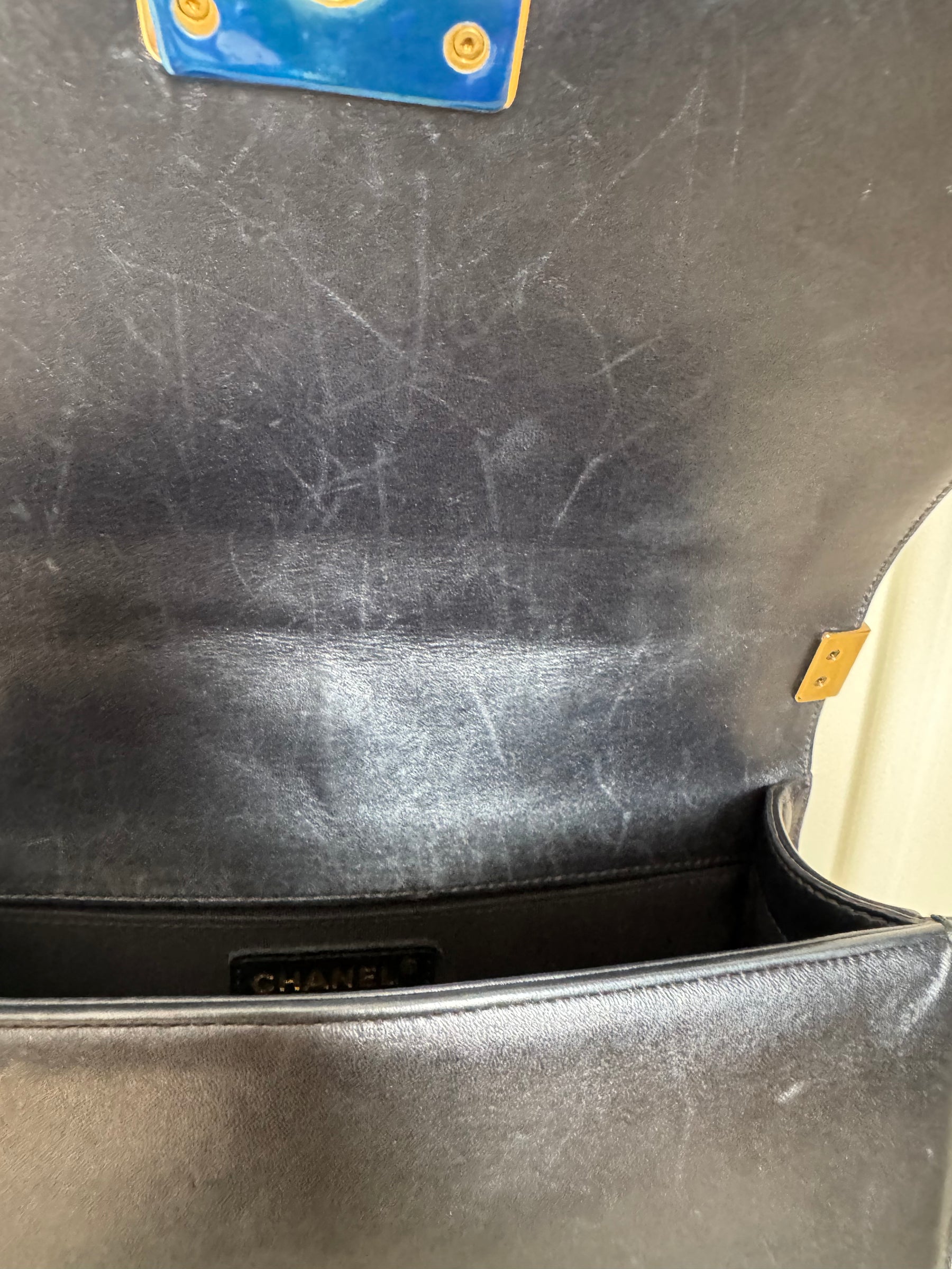 Chanel Navy Lambskin 'Old Medium' Boy Bag