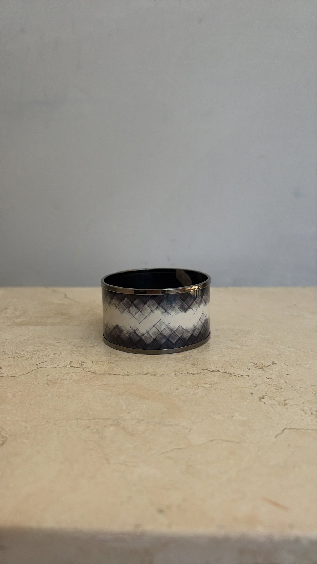 Bottega Veneta Grey and White Printed Metal Cuff