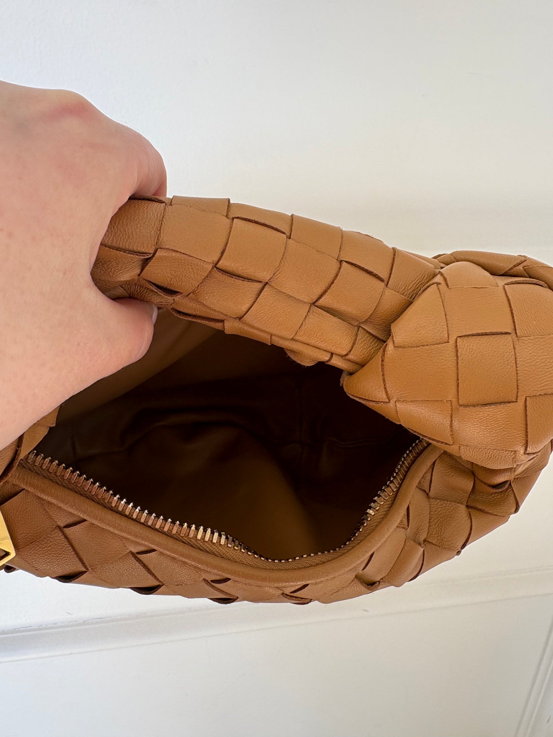 Bottega Veneta Tan Intrecciato Leather Mini Jodie Bag
