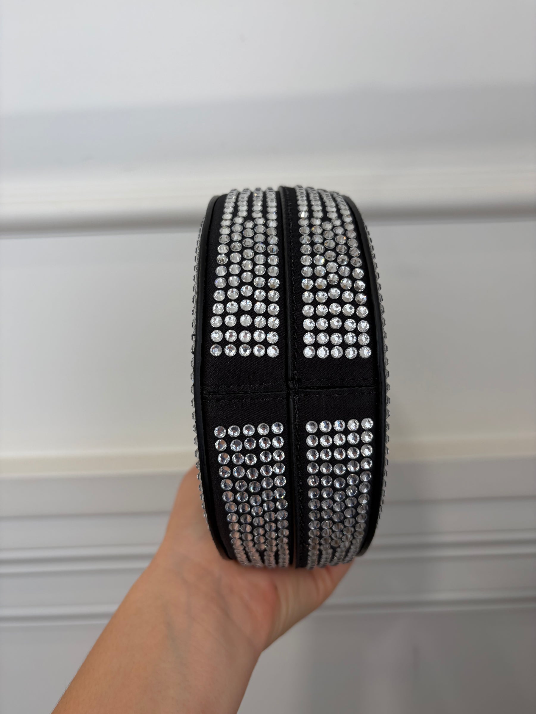 Coperni Black Satin and Crystal Mini Swipe Bag