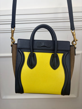 Celine Nano Luggage Tote Tricolour Yellow Black