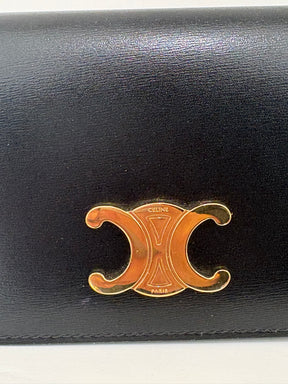 Celine Black Leather Triomphe Cardholder