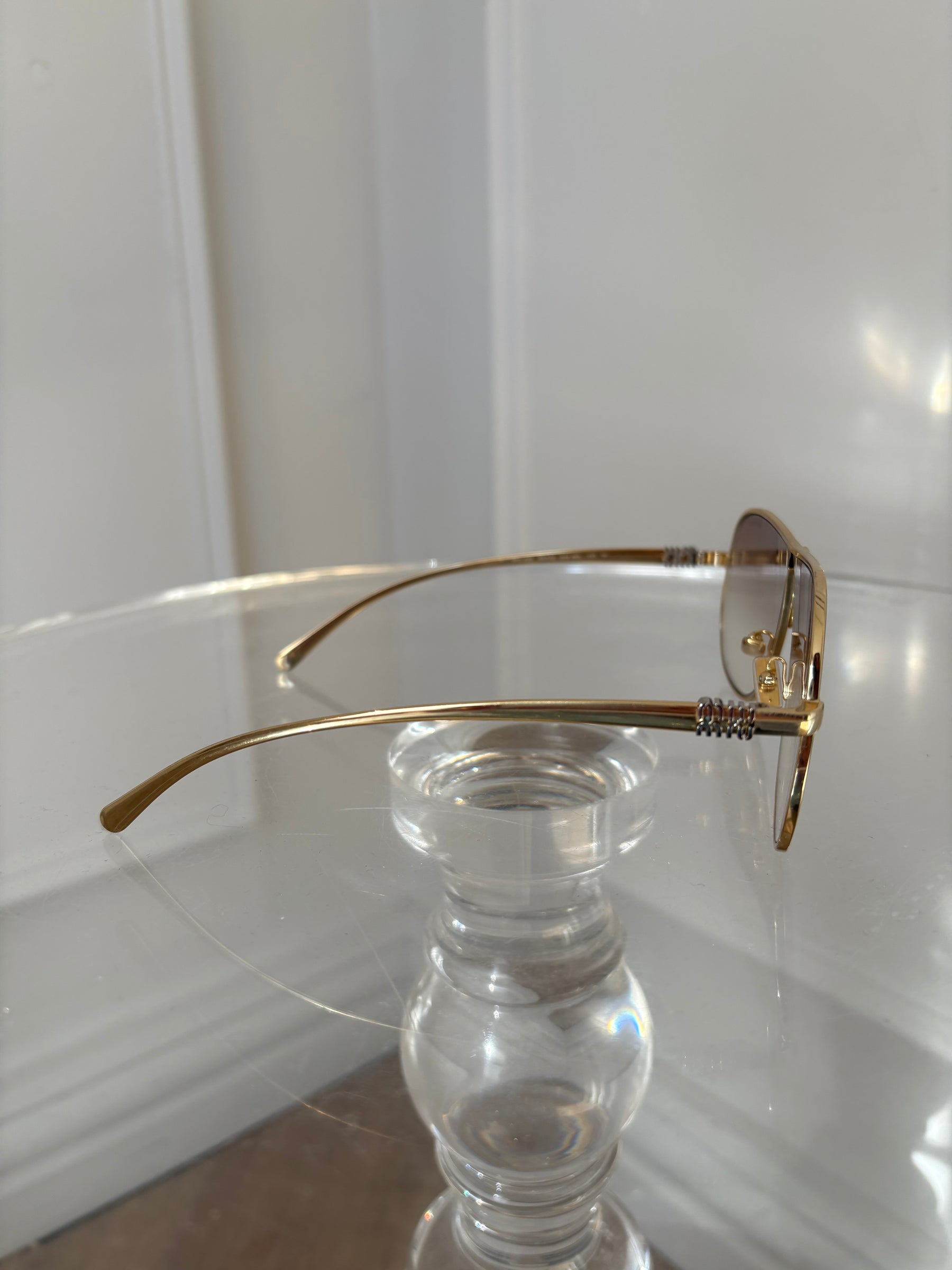 Miu Miu Ombre Aviator Sunglasses In Gold