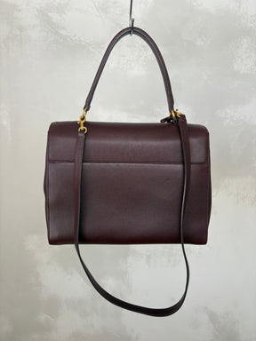 Saint Laurent Burgundy Leather Top Handle Bag