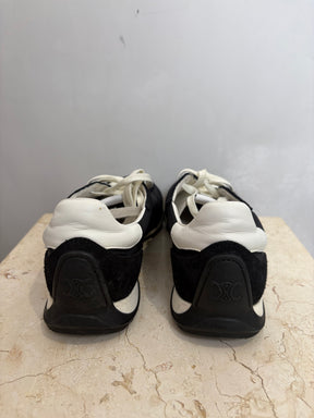 Celine Black and White Nylon and Suede Racer Sneaker, 37