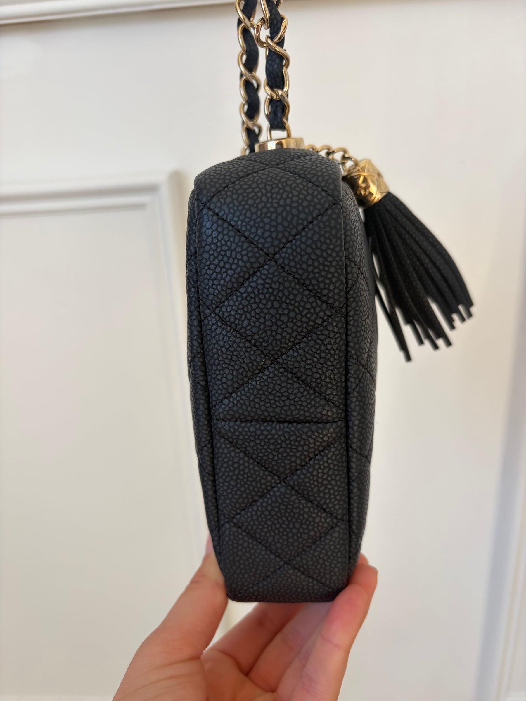 Chanel Black Grained Leather Mini Camera Bag
