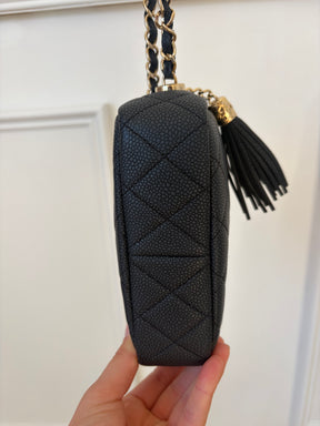 Chanel Black Grained Leather Mini Camera Bag