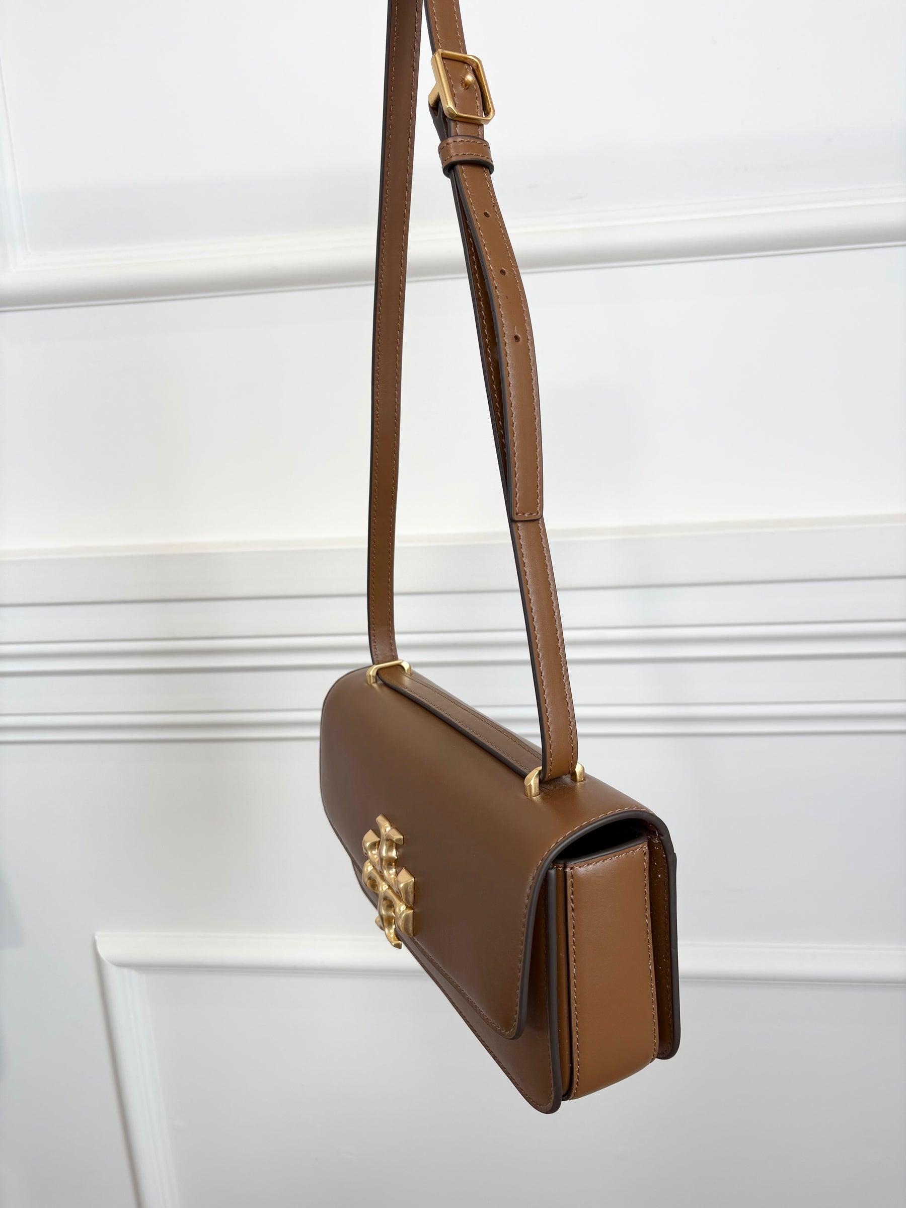 Tory Burch Tan Leather Logo Shoulder Bag