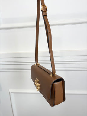 Tory Burch Tan Leather Logo Shoulder Bag