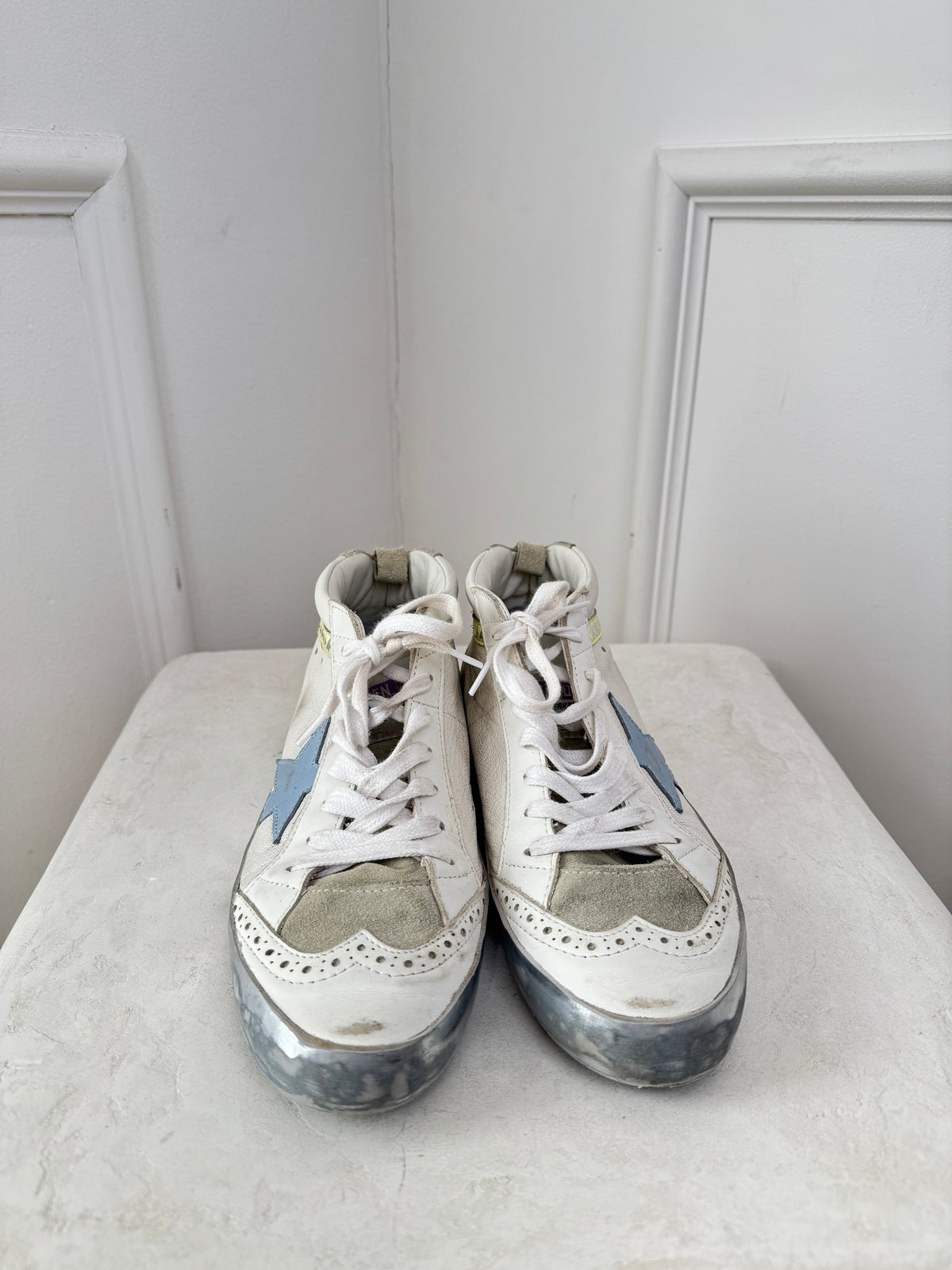 Golden Goose White Leather Mid Star Sneakers, 38