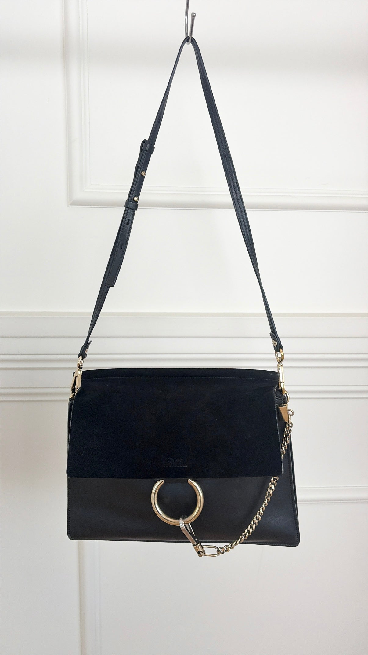 Chloé Black Leather and Suede Faye Bag