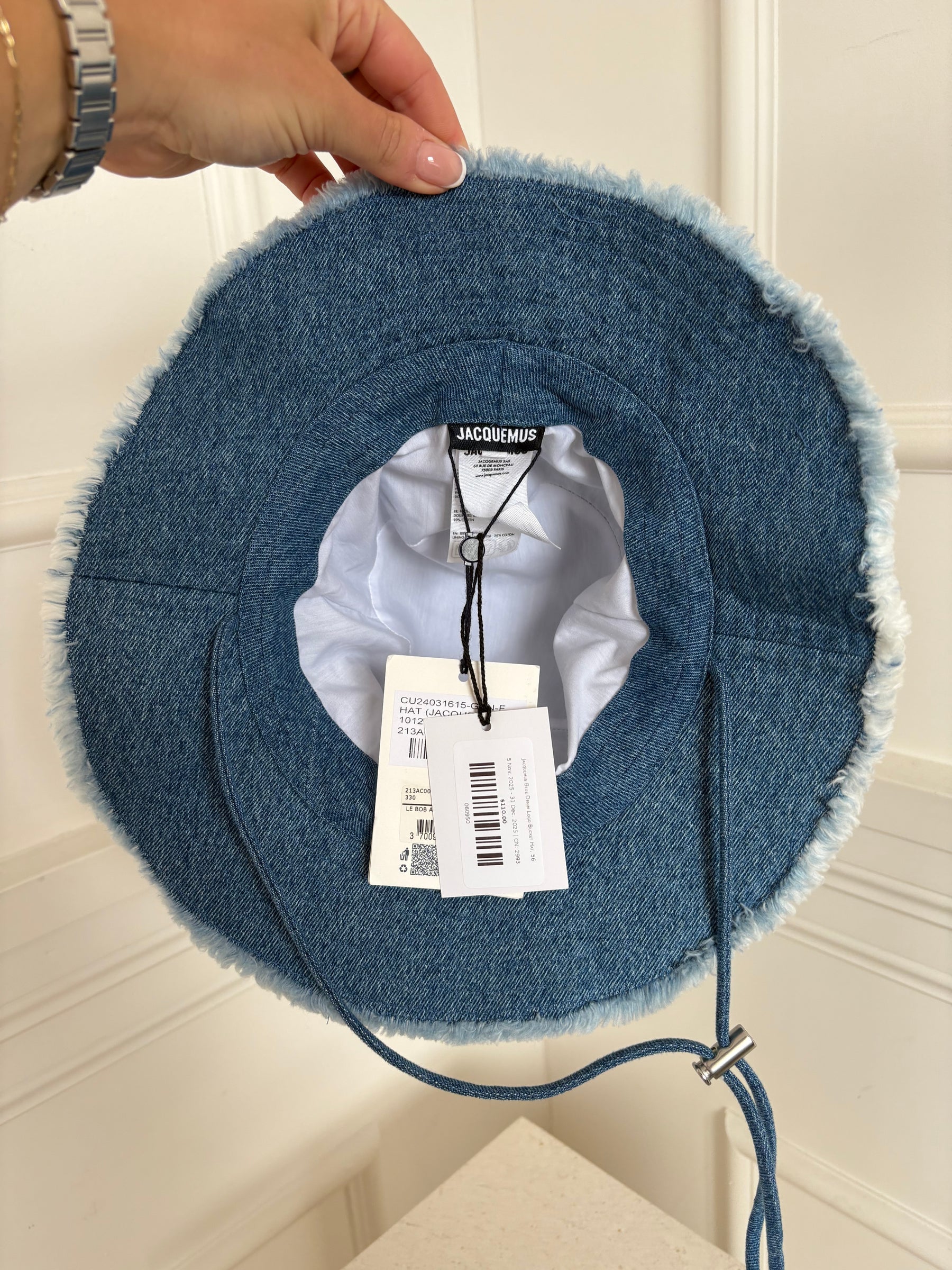 Jacquemus Blue Denim Logo Bucket Hat, 56