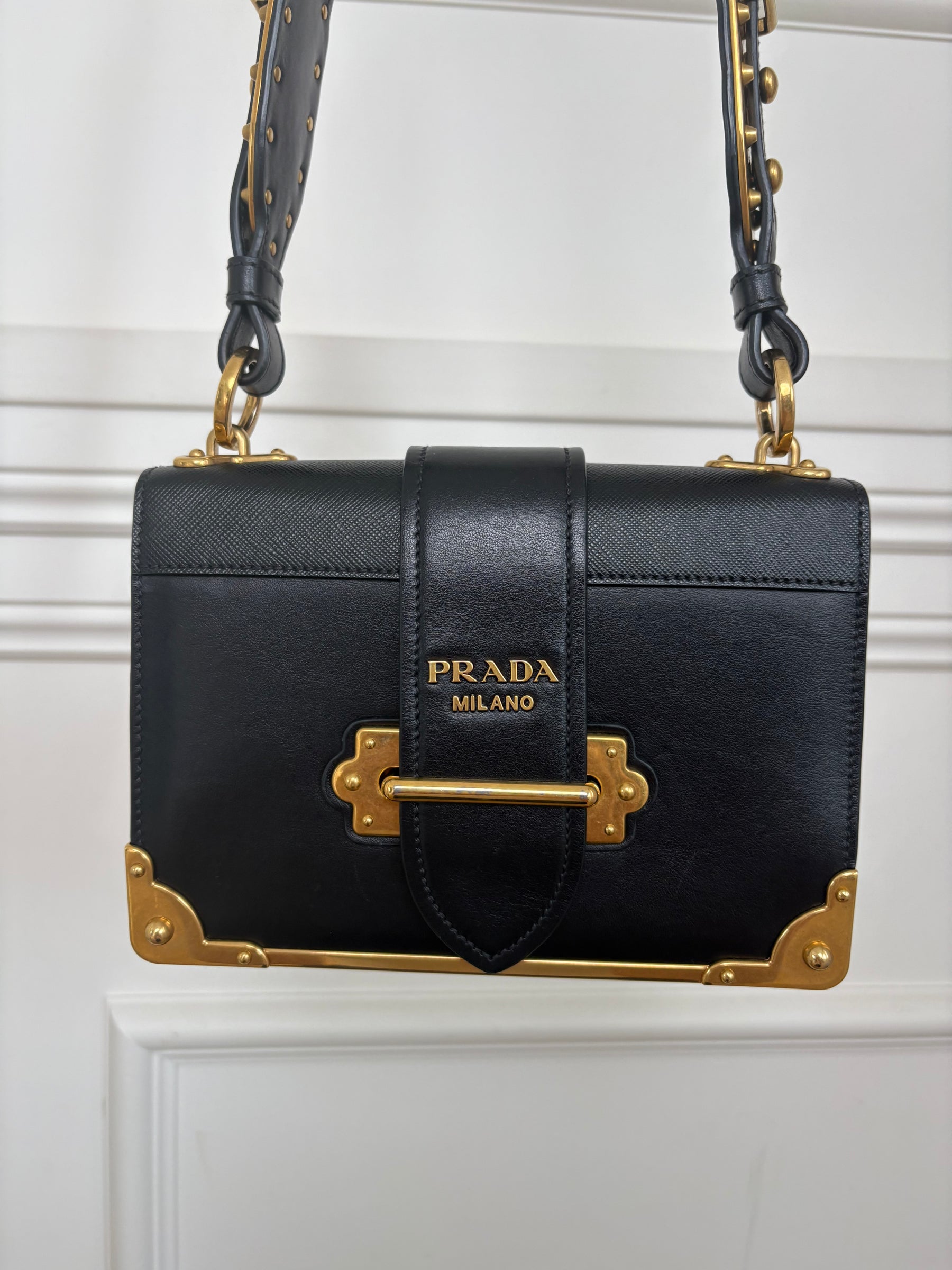 Prada Black Leather Cahier Bag