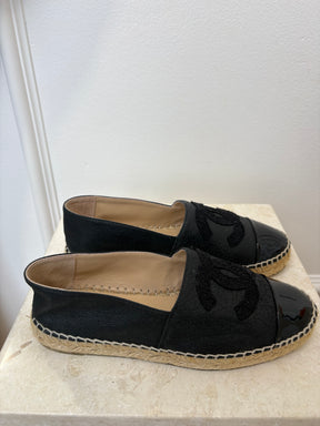Chanel Black Coated CC Logo espadrilles, 37