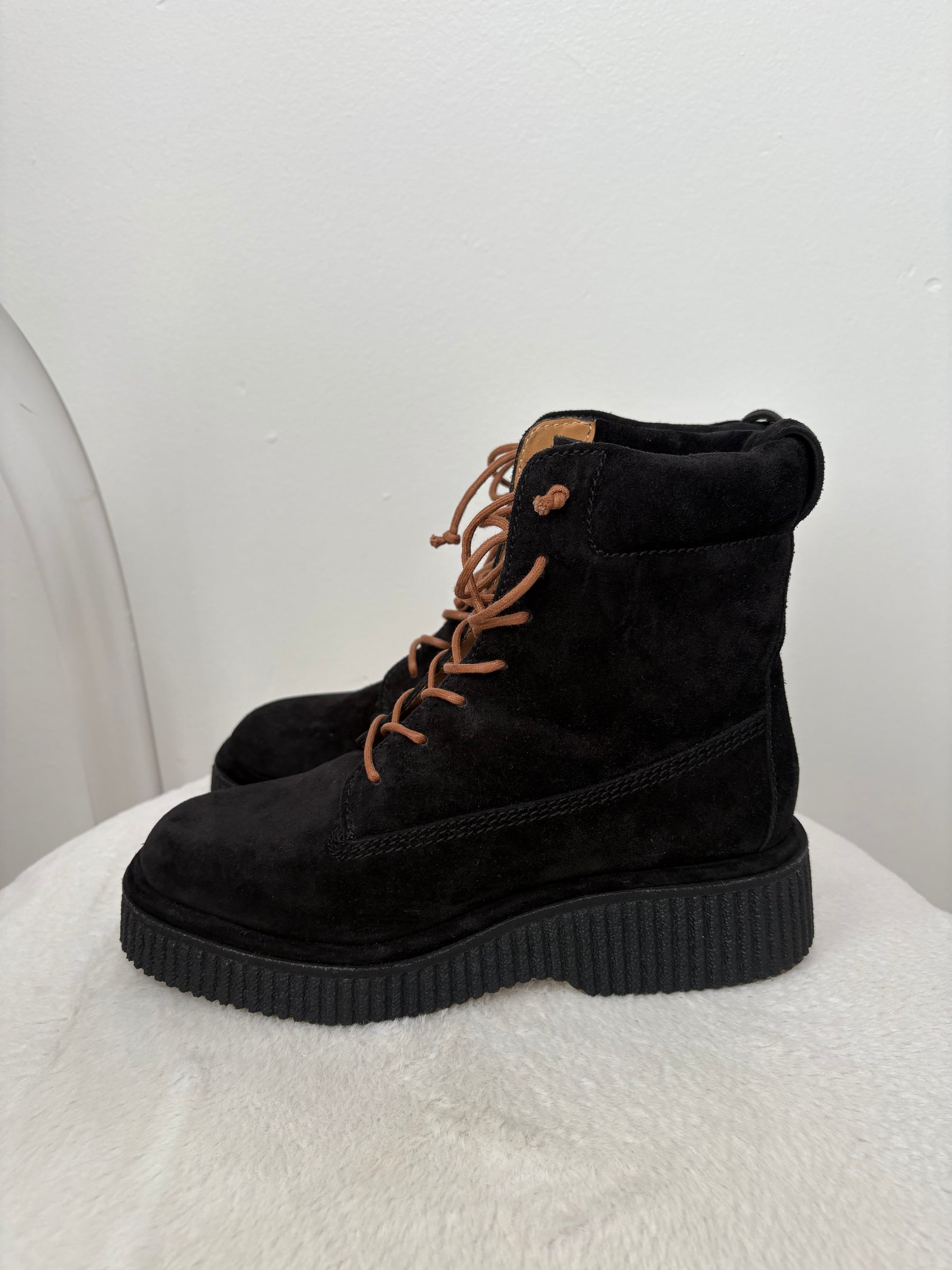 Rag & Bone Black Suede Lace Up Boots, 38