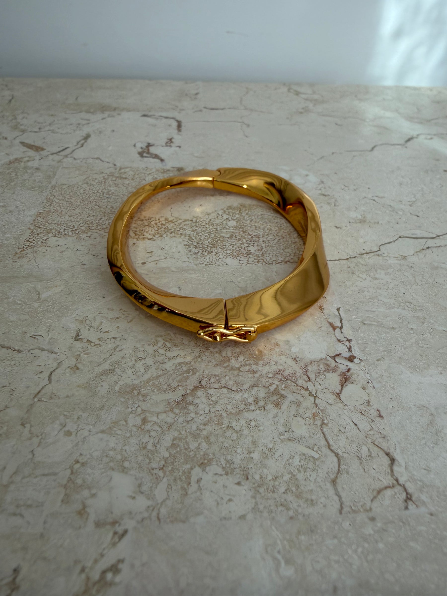Saint Laurent Gold Tone Twist Bangle