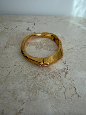 Saint Laurent Gold Tone Twist Bangle