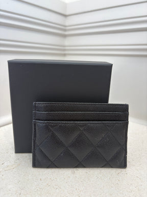 Chanel Black Caviar Leather Logo Cardholder