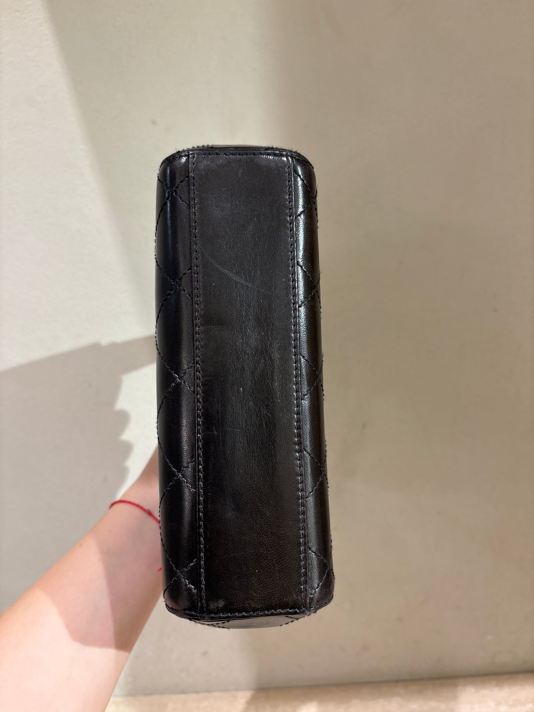 Chanel Black Leather Quilted Vintage Top Handle Bag