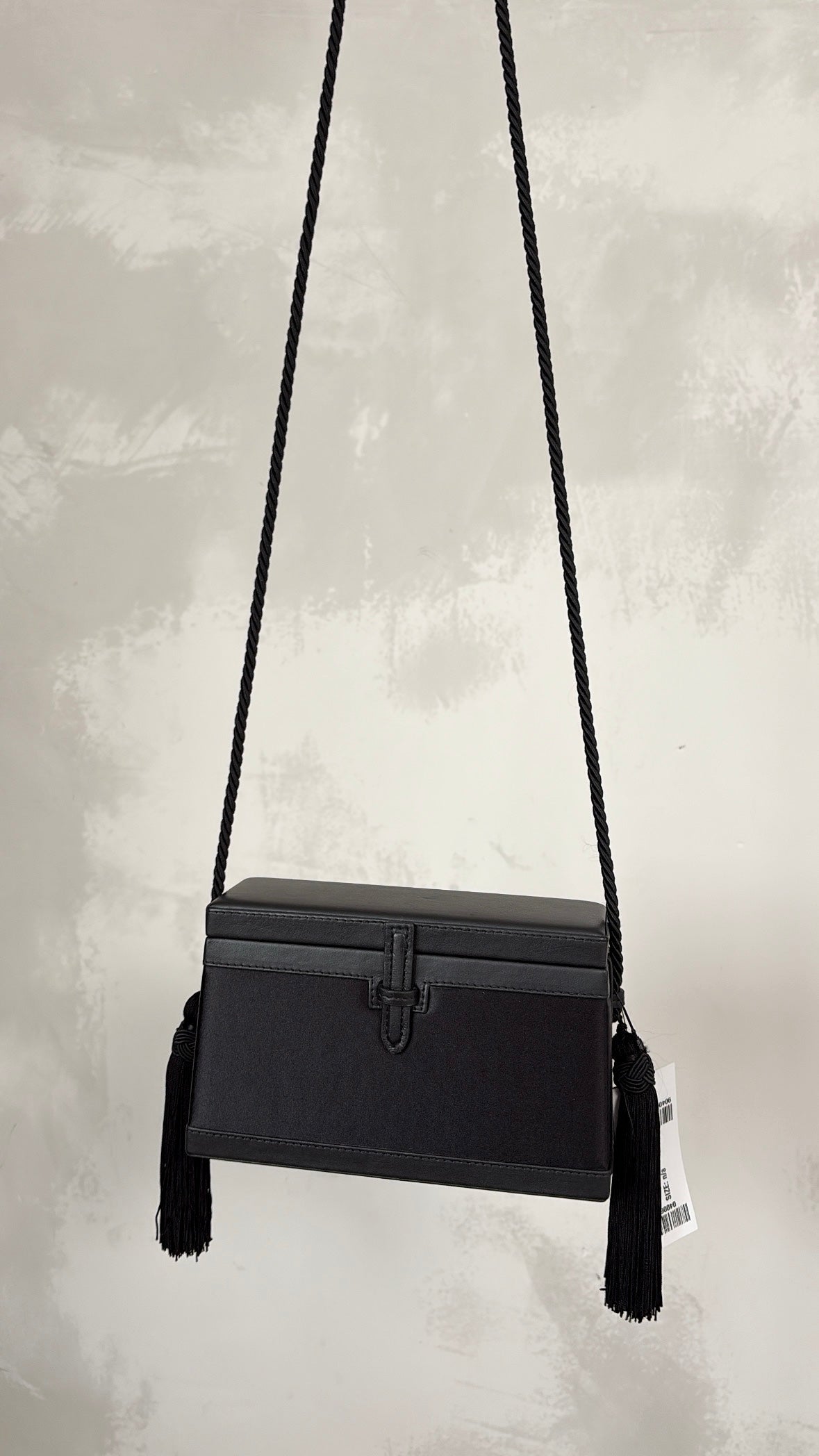 Hunting Season Black Satin and leather Tassel Box Bag