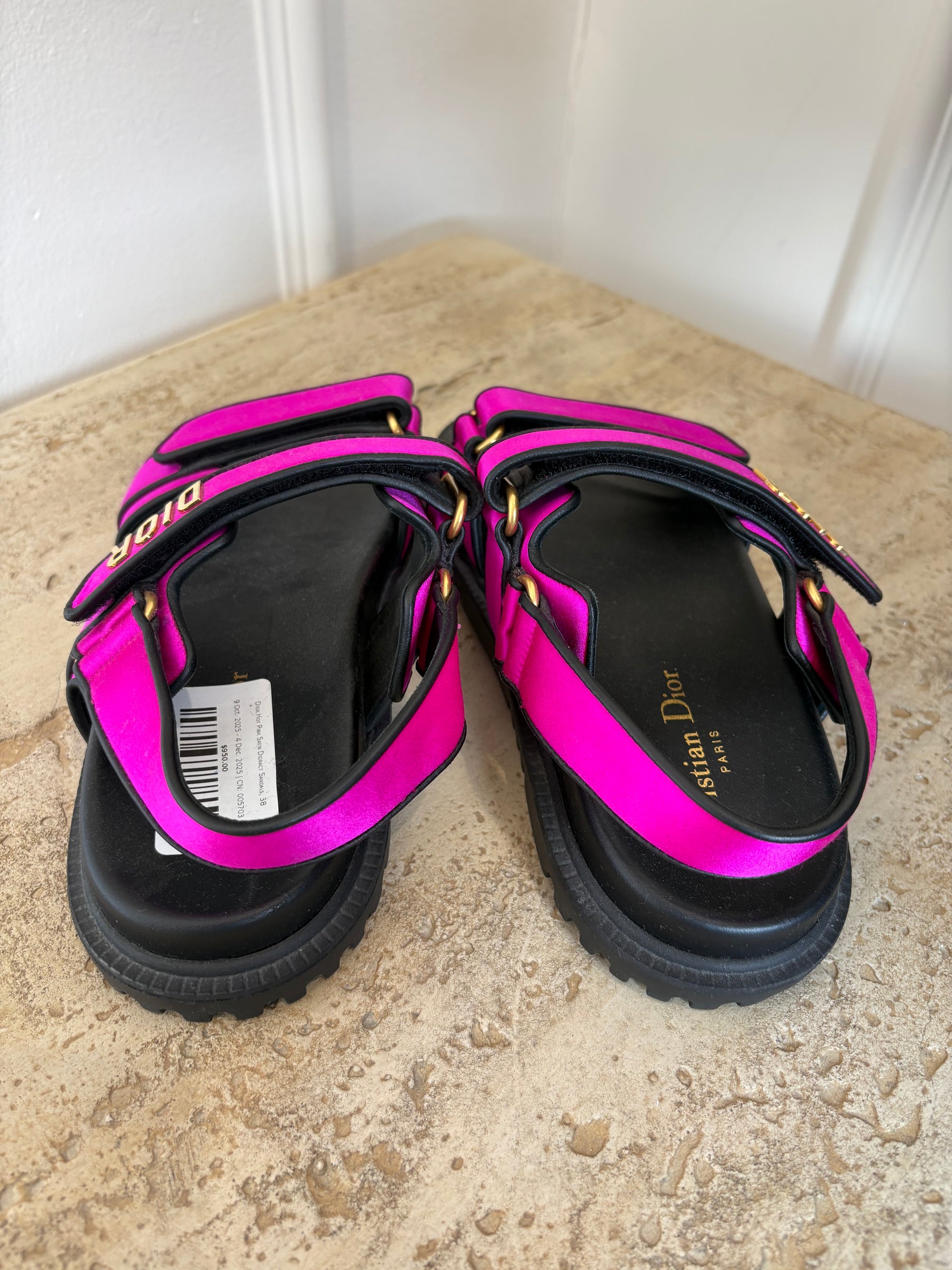 Dior Hot Pink Satin Dioract Sandals, 38
