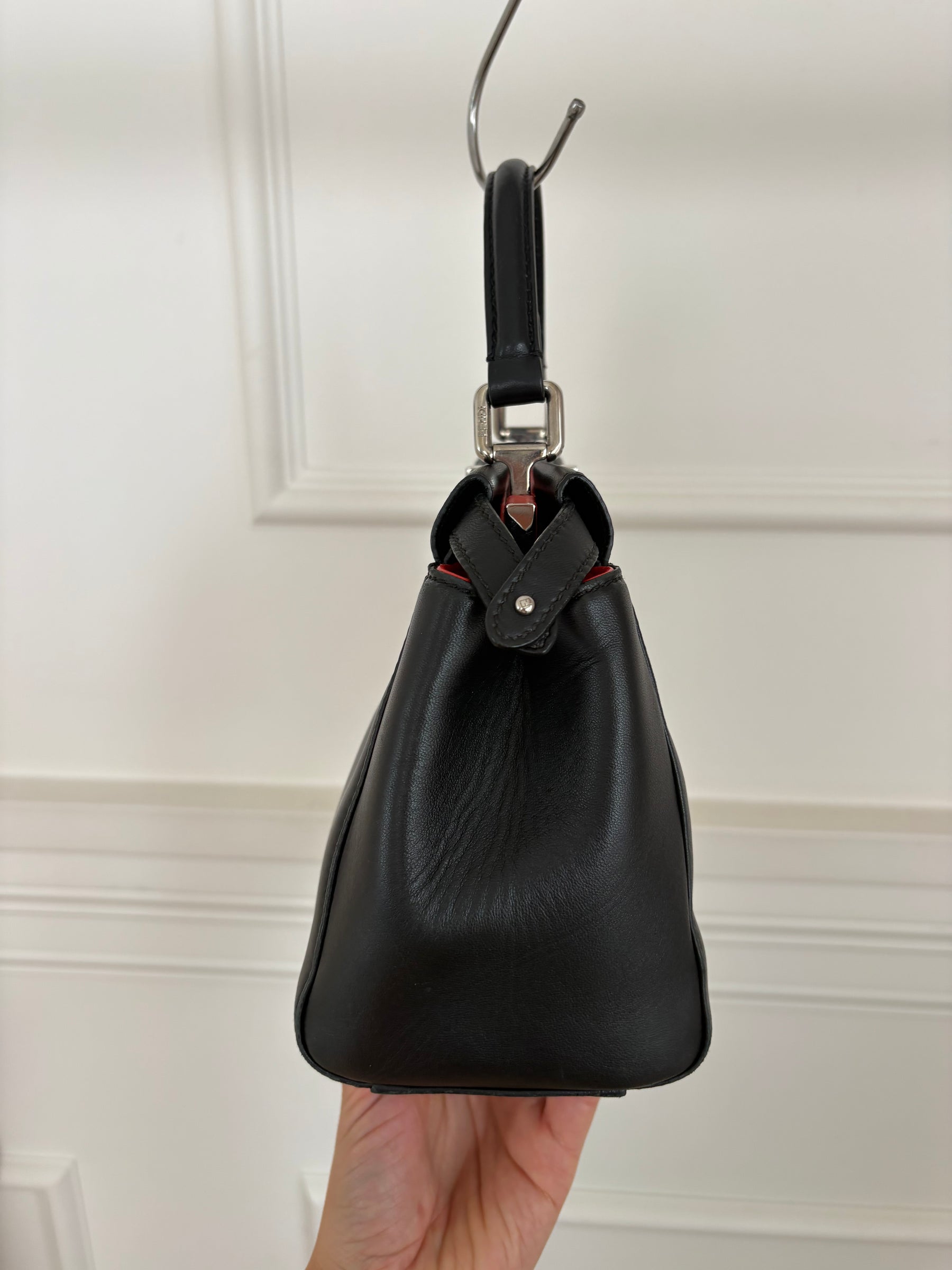 Fendi Black Leather Mini Monster Peekaboo