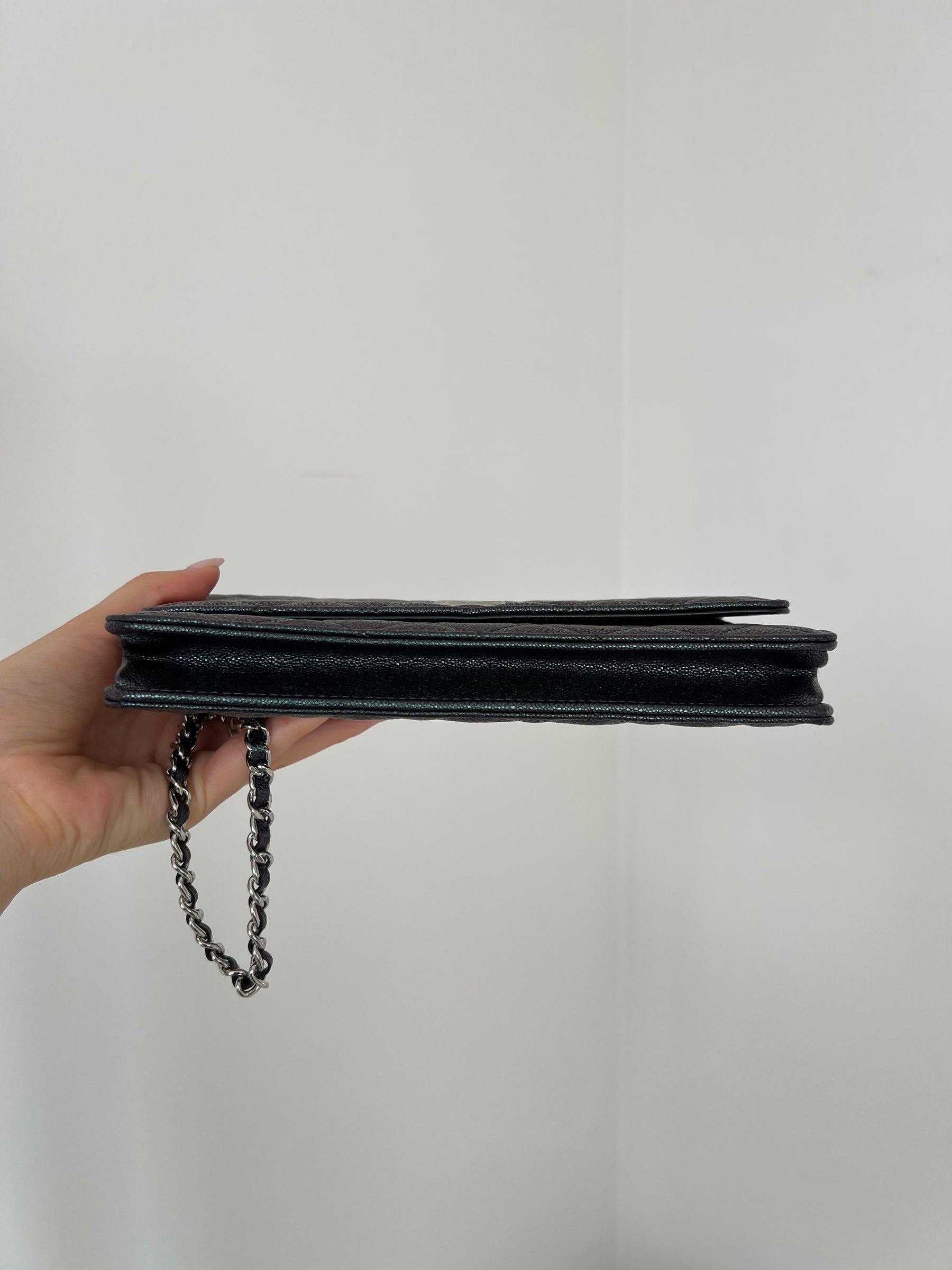 Chanel Purple and Green Iridescent Wristlet Clutch