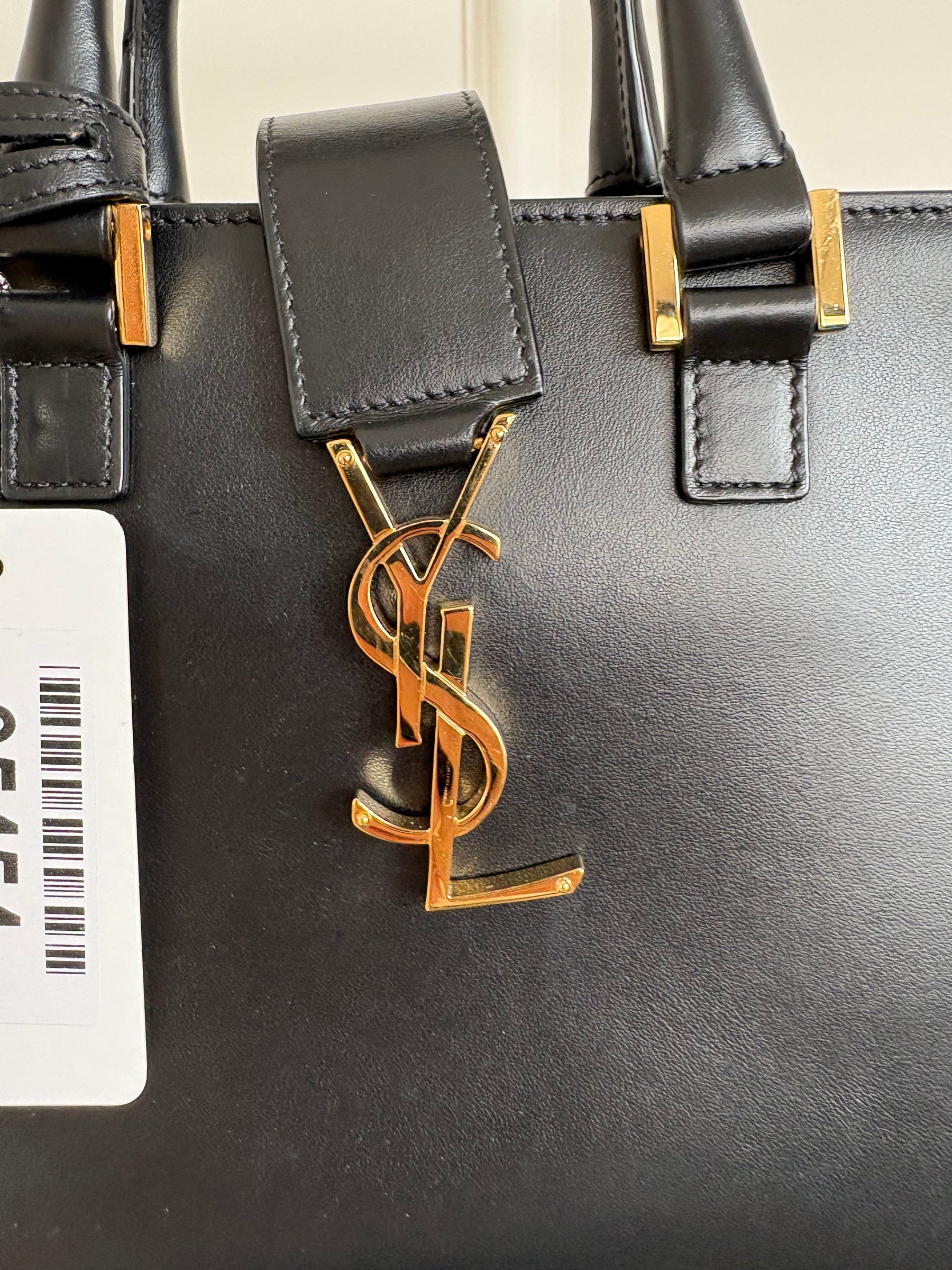 Saint Laurent Black Leather Baby Cabas Toe Bag