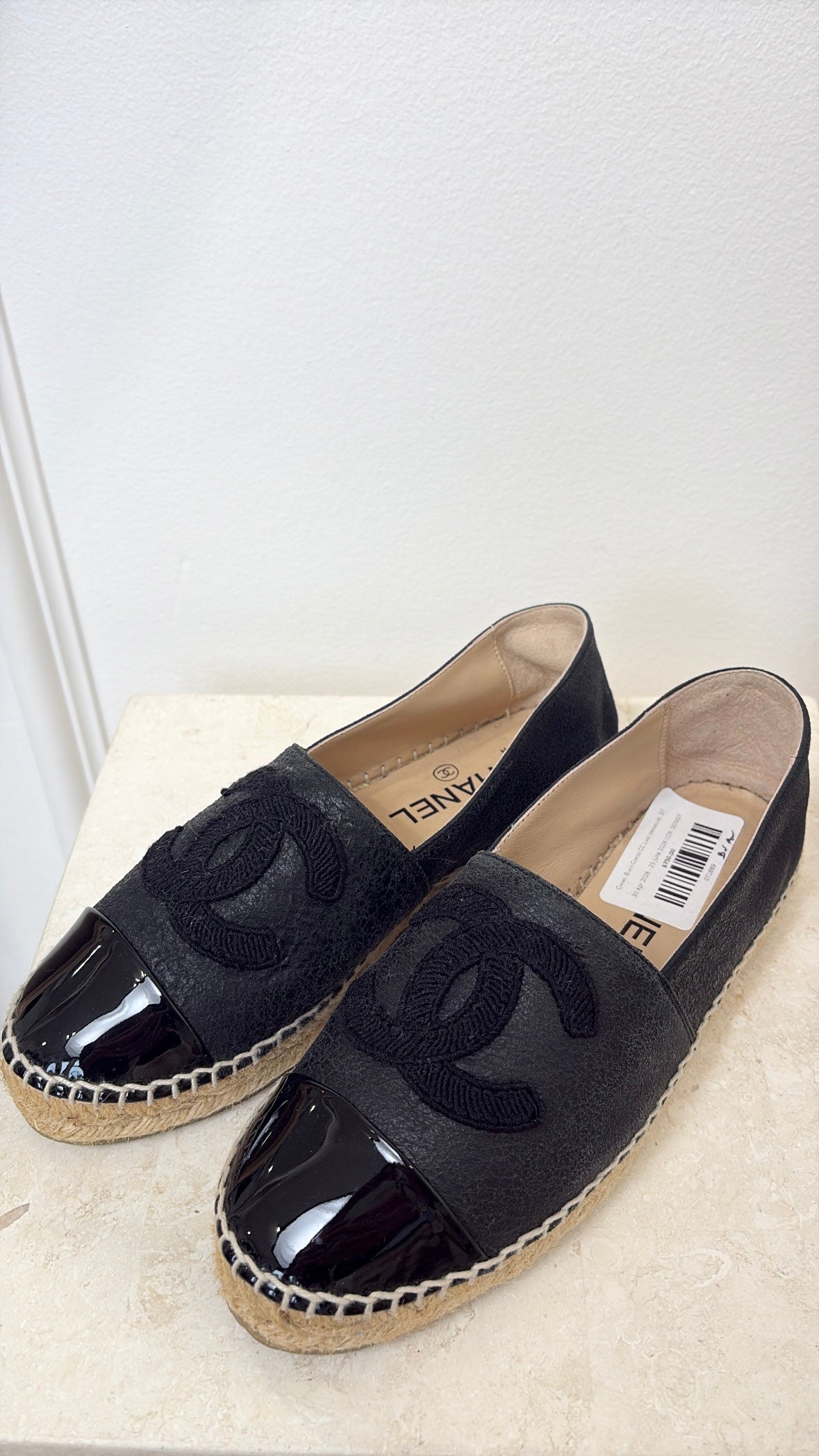 Chanel Black Coated CC Logo espadrilles, 37