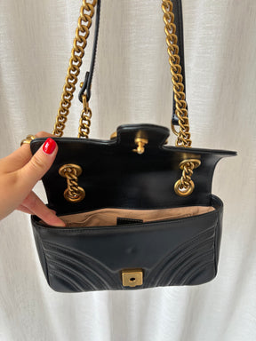 Gucci Black Quilted Leather Marmont Small Shoulder Bag