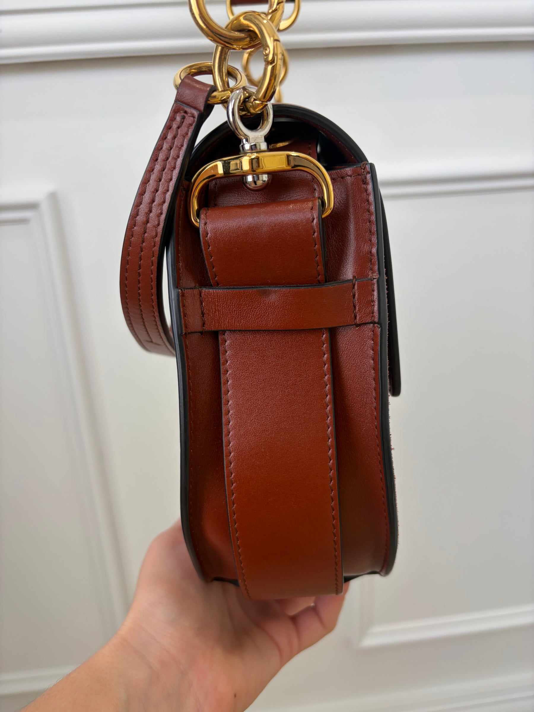 Chloé Brick Leather and Suede Tess Bag