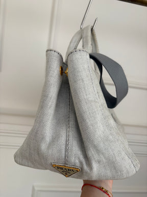 Prada Light Grey Denim Canapa Tote