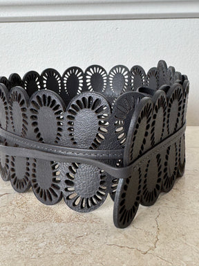 Zimmermann Grey Laser Cut Leather Tie Belt