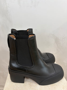 Marni Black Leather Ankle Boot, 40
