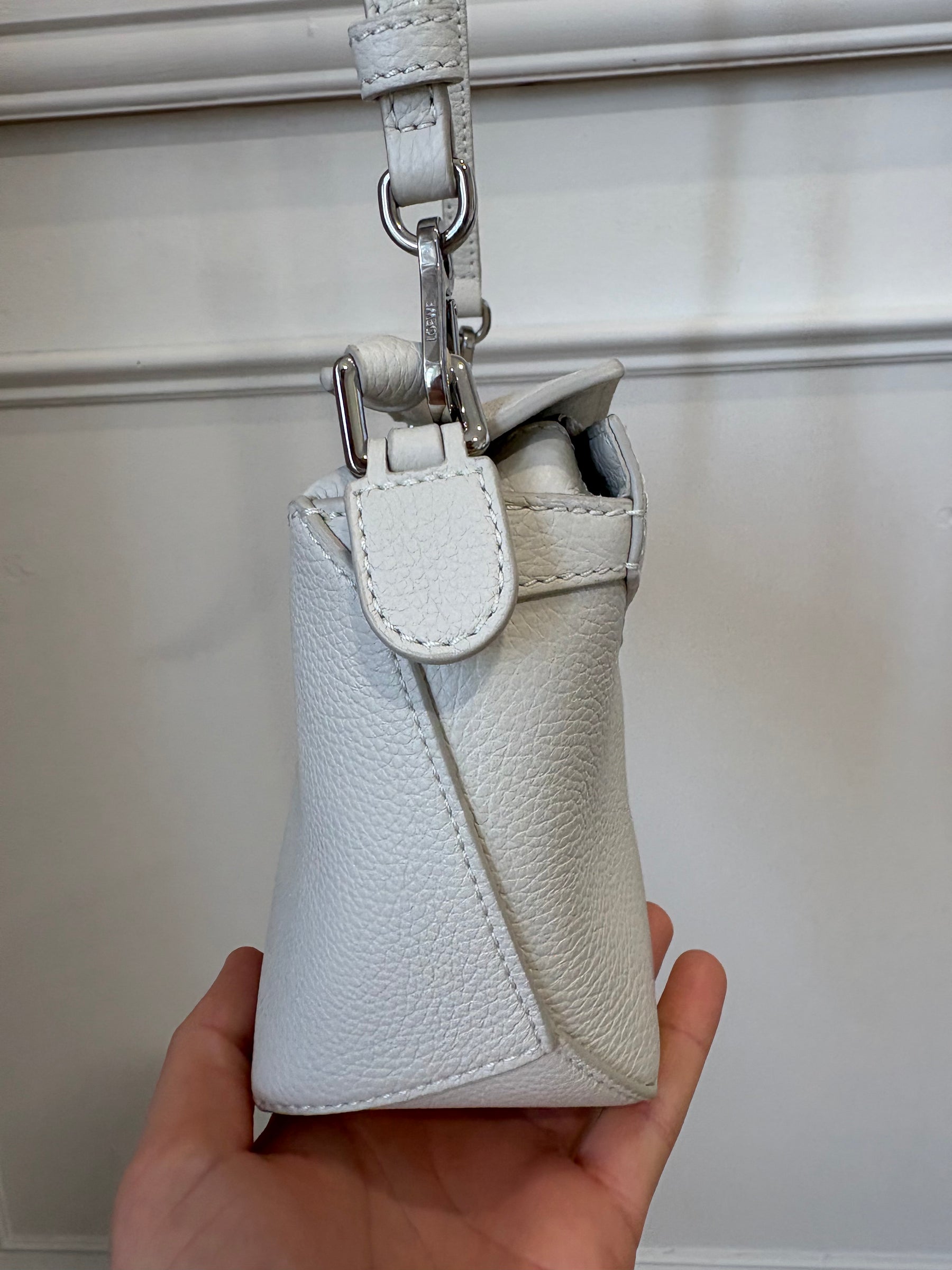 Loewe Chalk Grained Leather Mini Puzzle Edge Bag