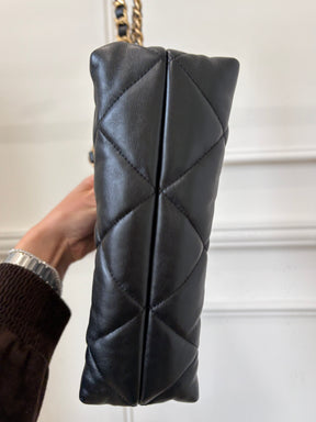 Chanel Black Lambskin Quilted Leather Chain Tote