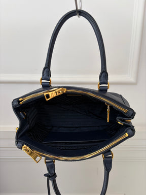 Prada Navy Saffiano Leather Galleria Small Tote