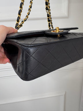 Chanel Vintage Black Flap Bag 24k Gold Hardware Small