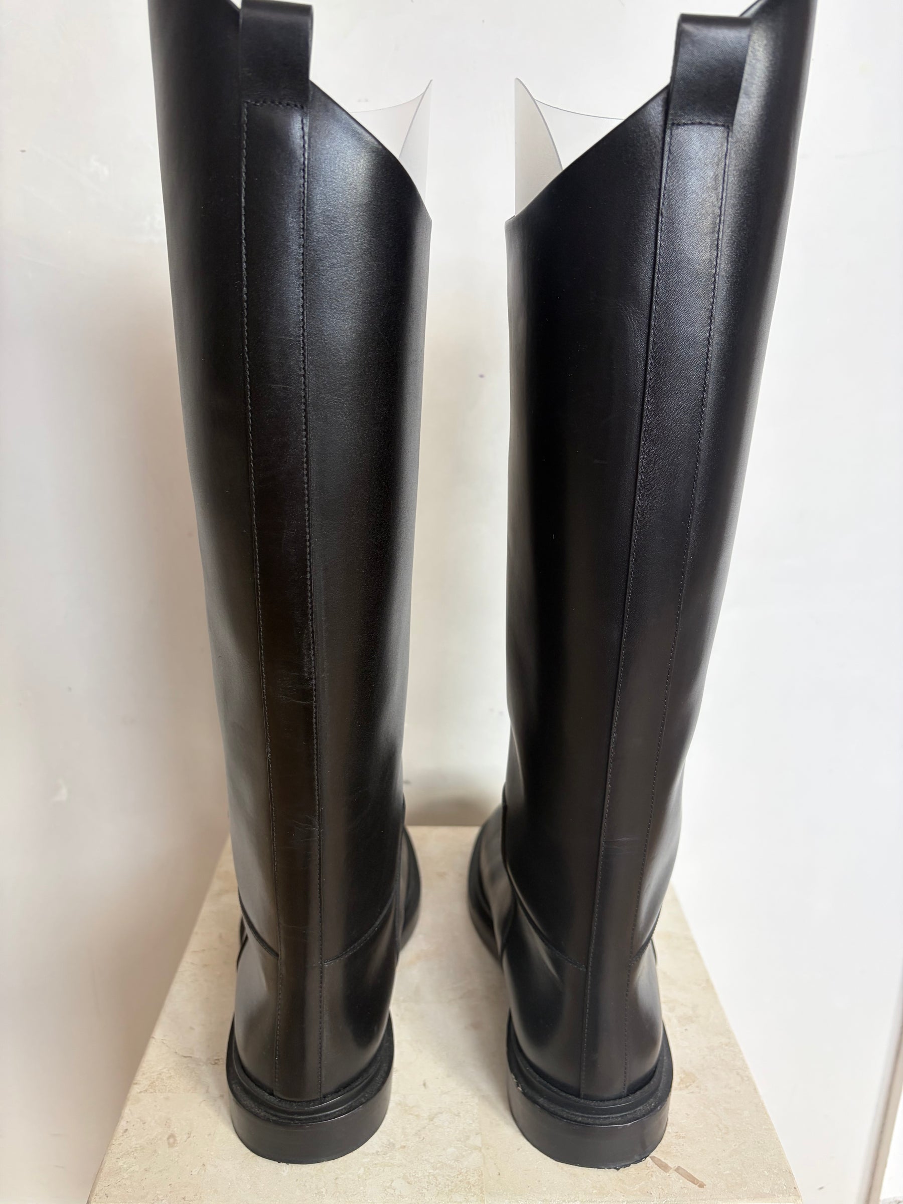 Jill Sandler Asymmetric Black Leather Boots, 37.5