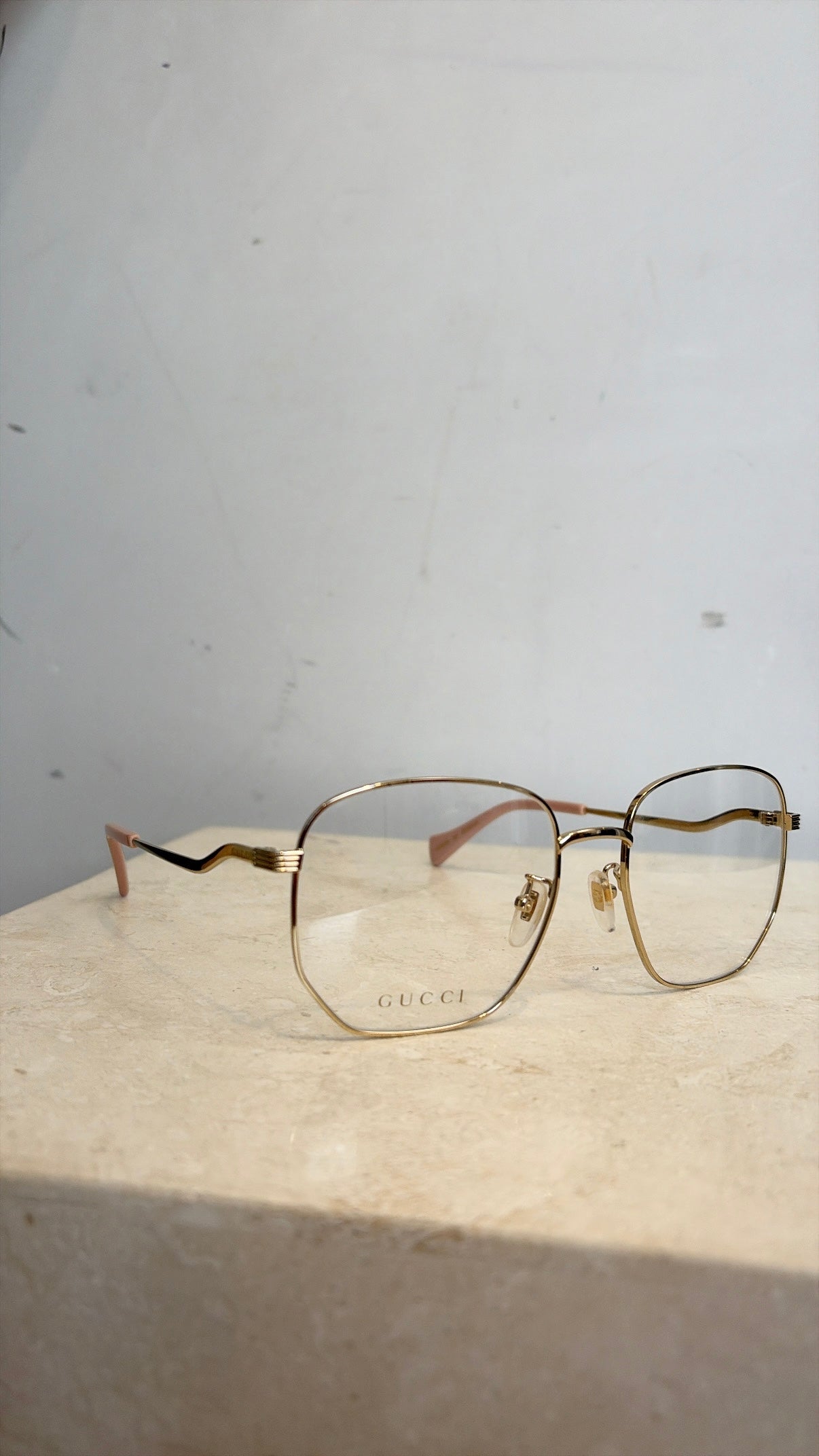 Gucci Gold Tone Square Optical Glasses
