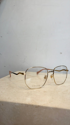 Gucci Gold Tone Square Optical Glasses