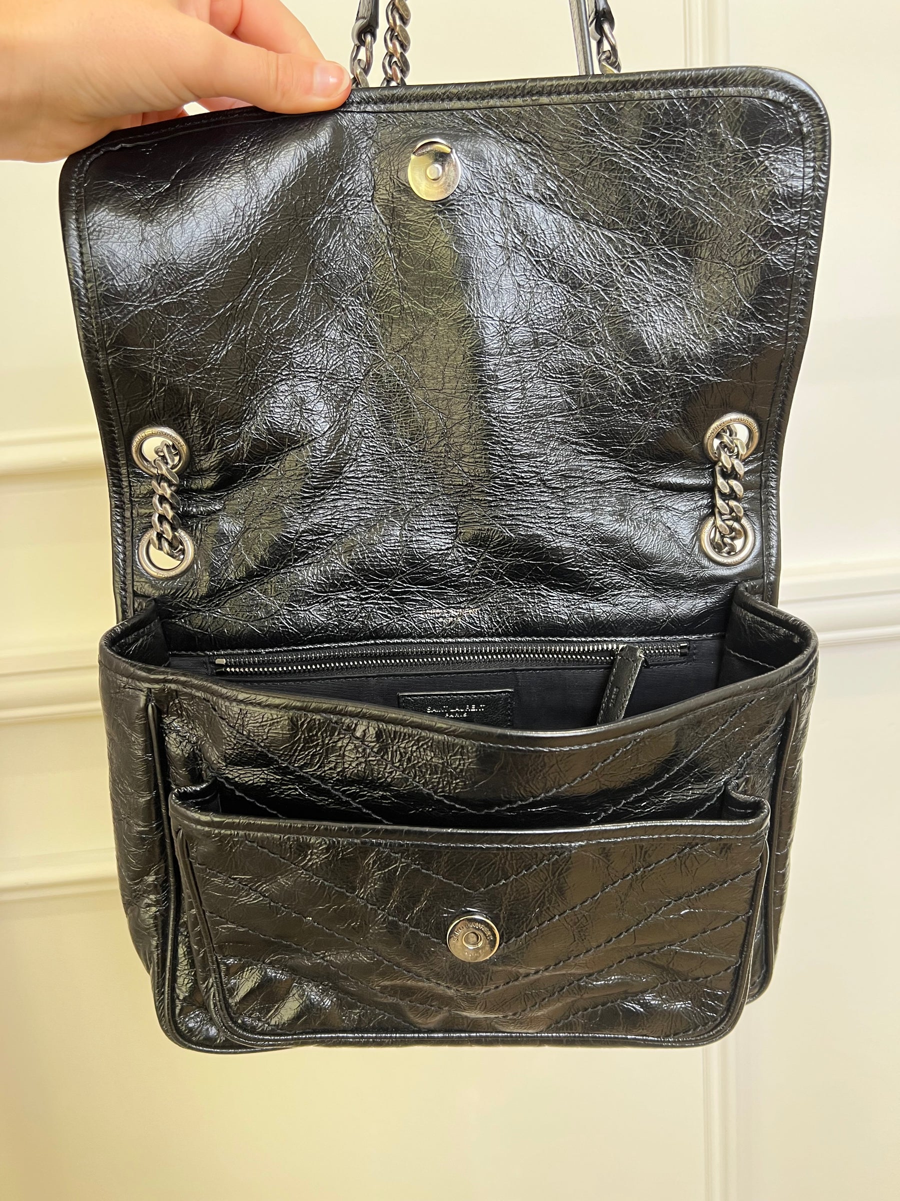 Saint Laurent Black Leather Medium Nikki Bag